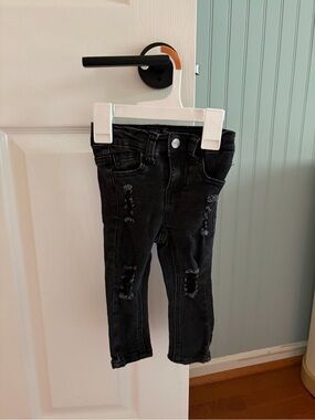 Kids Black Distressed Skinny Jeans